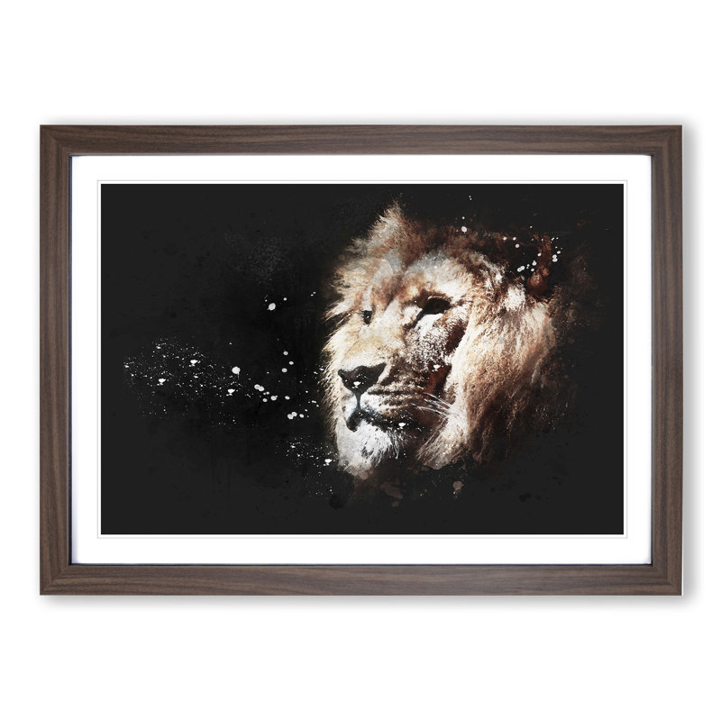 Lion Vol.8 - Picture Frame Graphic Art, 48cm H x 65cm W x 2cm D, Walnut Framed