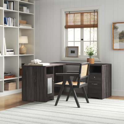 Travis L-Shaped Executive Desk with Power Outlet