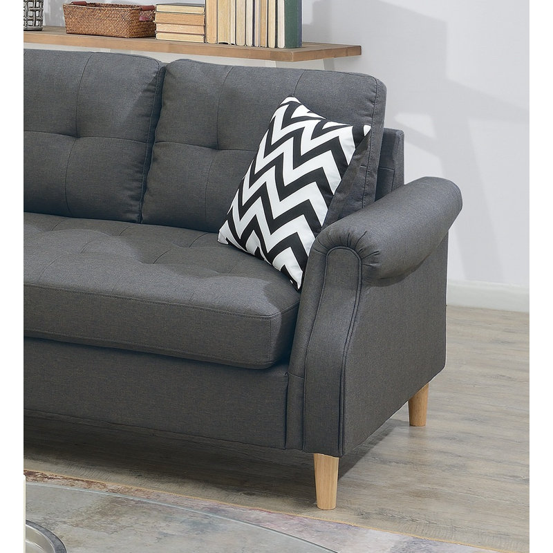 Taelyn Upholstered Sectional Reversible, Blue Gray Polyester Blend