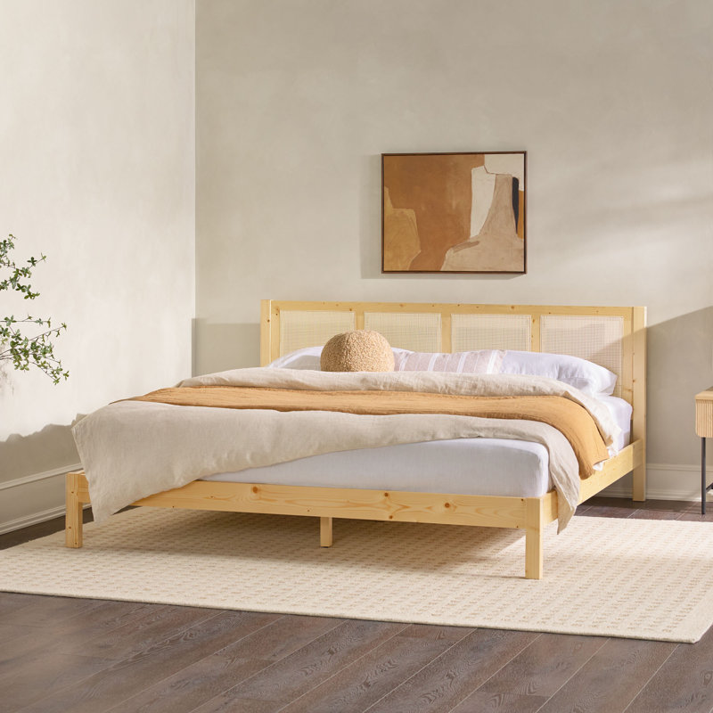 Naarden Solid Wood Platform Bed, Natural, King