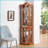 Corner Curio Cabinet | Lighted Tempered Glass | Oak Finish | Included Bulb-1879699950