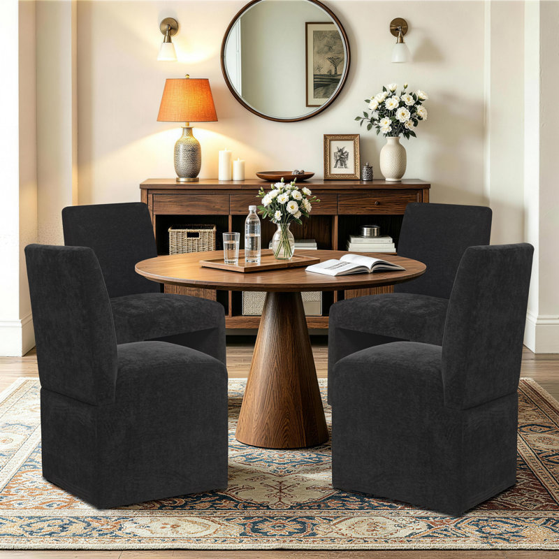 Upholstered Side Dining Chair, Black