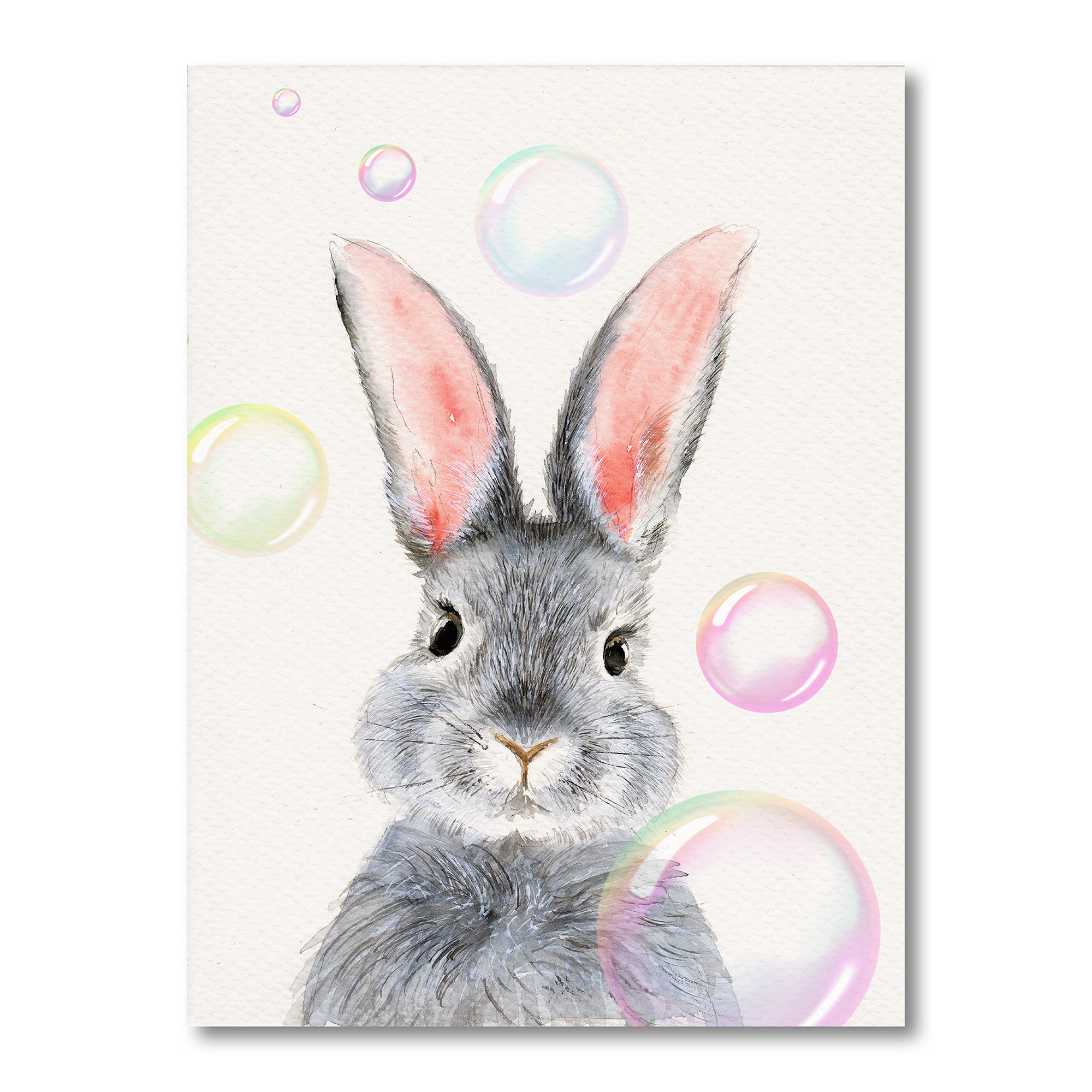 East Urban Home Cute Fluffy Gray Rabbit Print on Canvas Wayfair