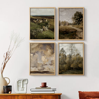 «Vintage Landscape CCxxxvi», ensemble de 4 reproductions encadrées