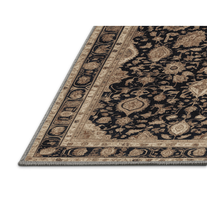 Tapis persan gris lavable à la machine, Carré 7 pi