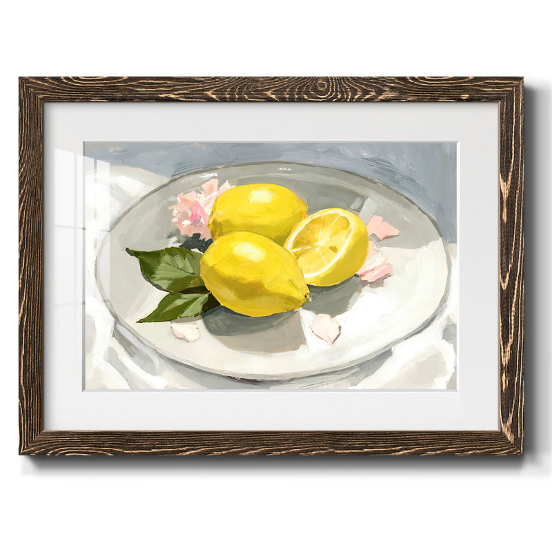 " Lemons On A Plate I ", Walnut, 18" H x 26" W x 1.5" D