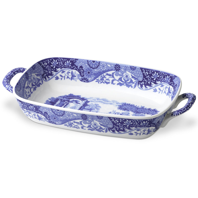 Blue Italian Countryside 12.5'' Ceramic Serving Dish with Handles