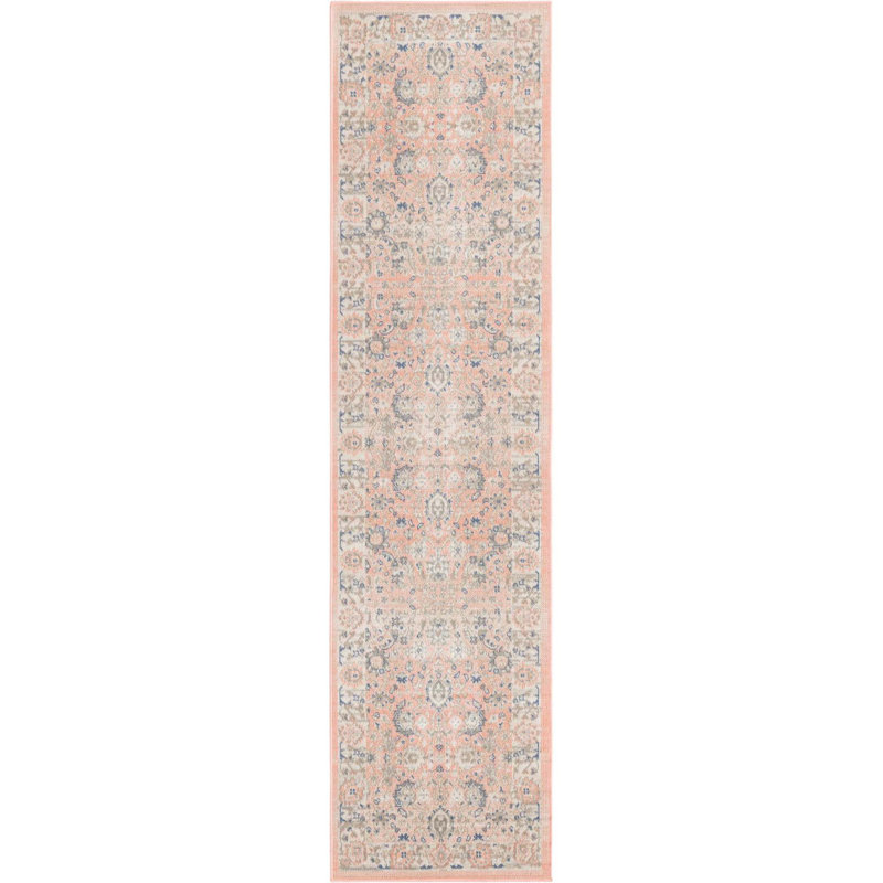 Tapis oriental rose poudre Exann, Tapis de couloir 2 pi x 8 pi