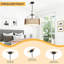 Lustre en rotin Boho, luminaire suspendu en rotin 19,7 po avec abat-jour en tissu, lustre de style maison de campagne 4 lumières pour salle à manger