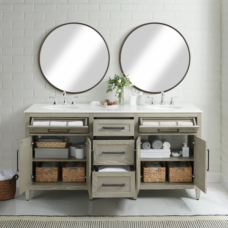 Ensemble de meuble-lavabo double 72 po Dash, Gris Hayden, Noir mat