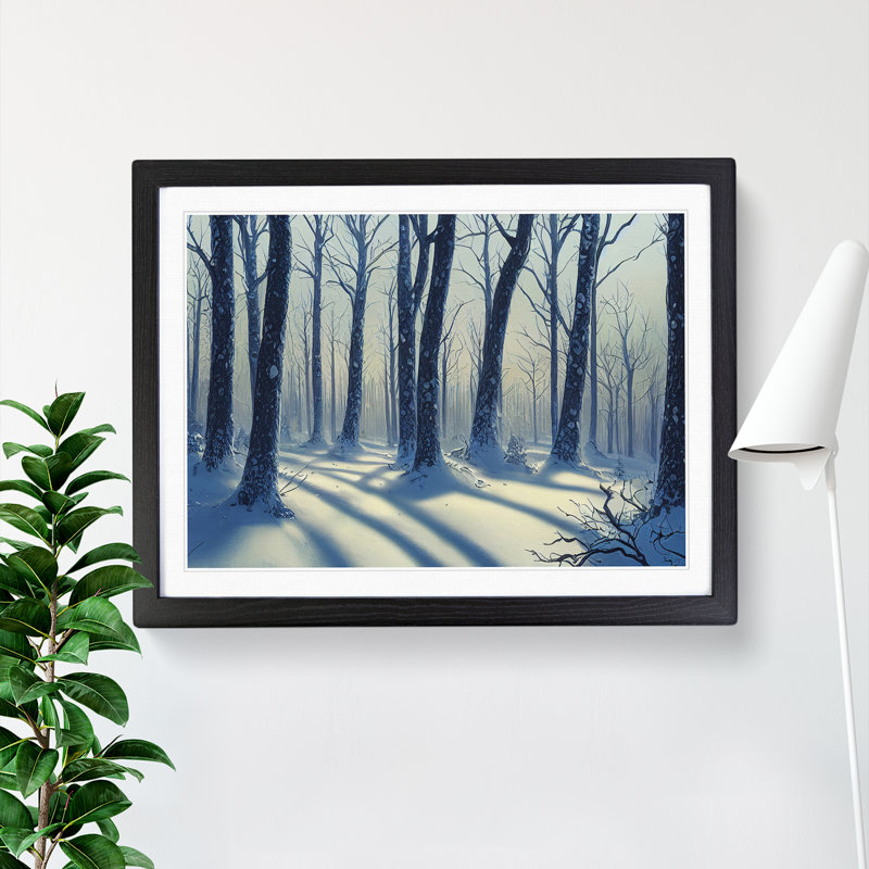 Cheery Winter Forest - Single Picture Frame Print, 34cm H x 46cm W x 2cm D, Black