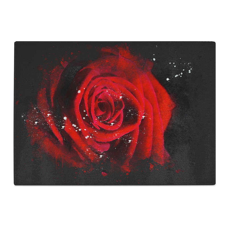 Rose Flower Vol.6 Paint Splash Chopping Board, 0.4cm H x 20cm W x 28.5cm L