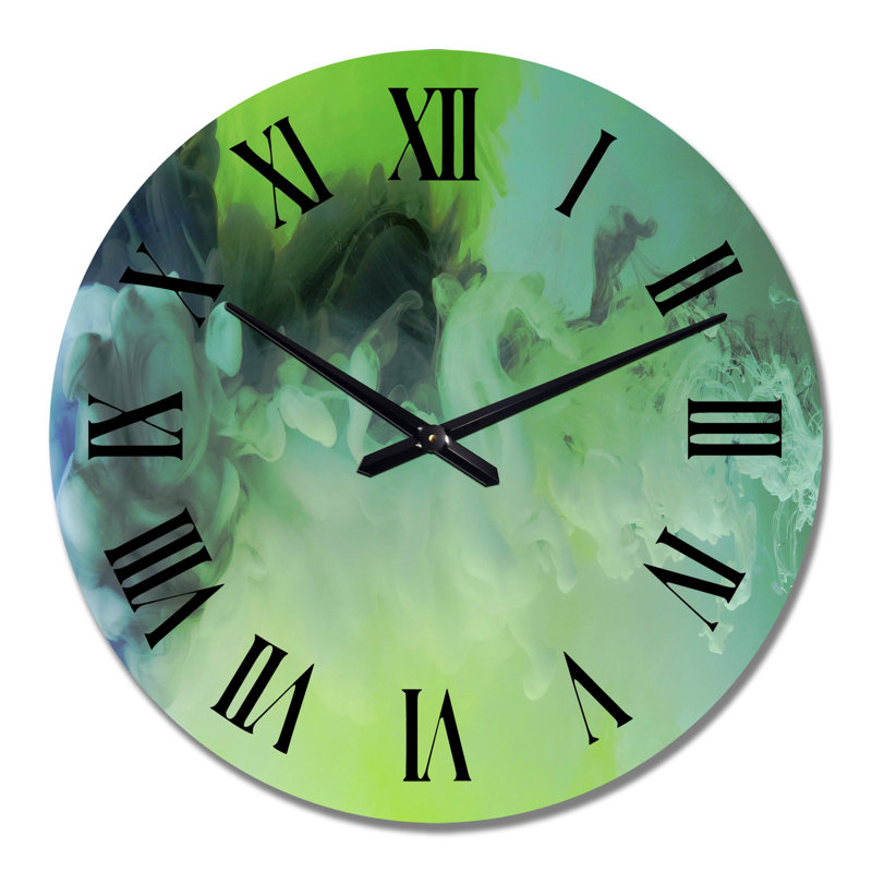 Shades Of Green, art liquide II - horloge murale moderne, Surdimensionné