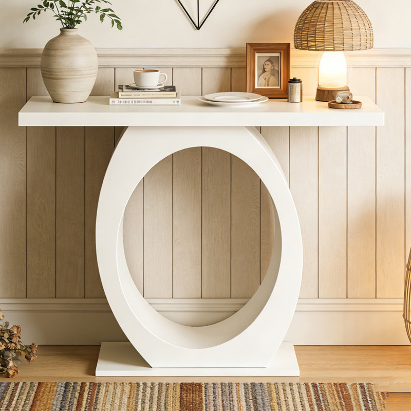 Console moderne avec base en forme d'œuf, Beige