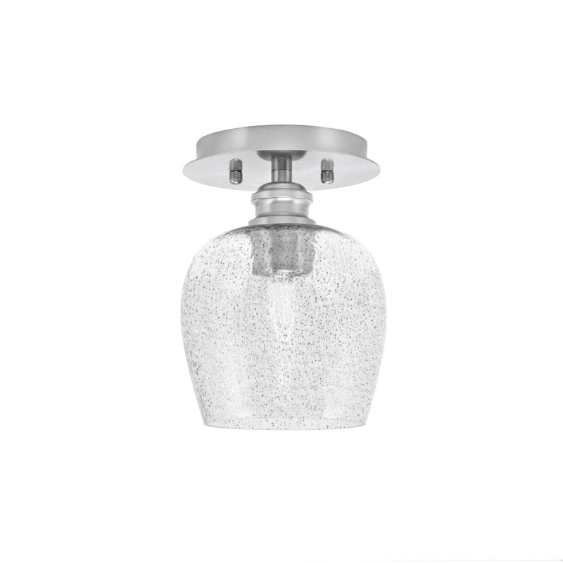 Edge 1 Light Semi-Flush With 6" Smoke Bubble Glass, Brushed Nickel, 8.5" H x 6.25" W x 6.25" D