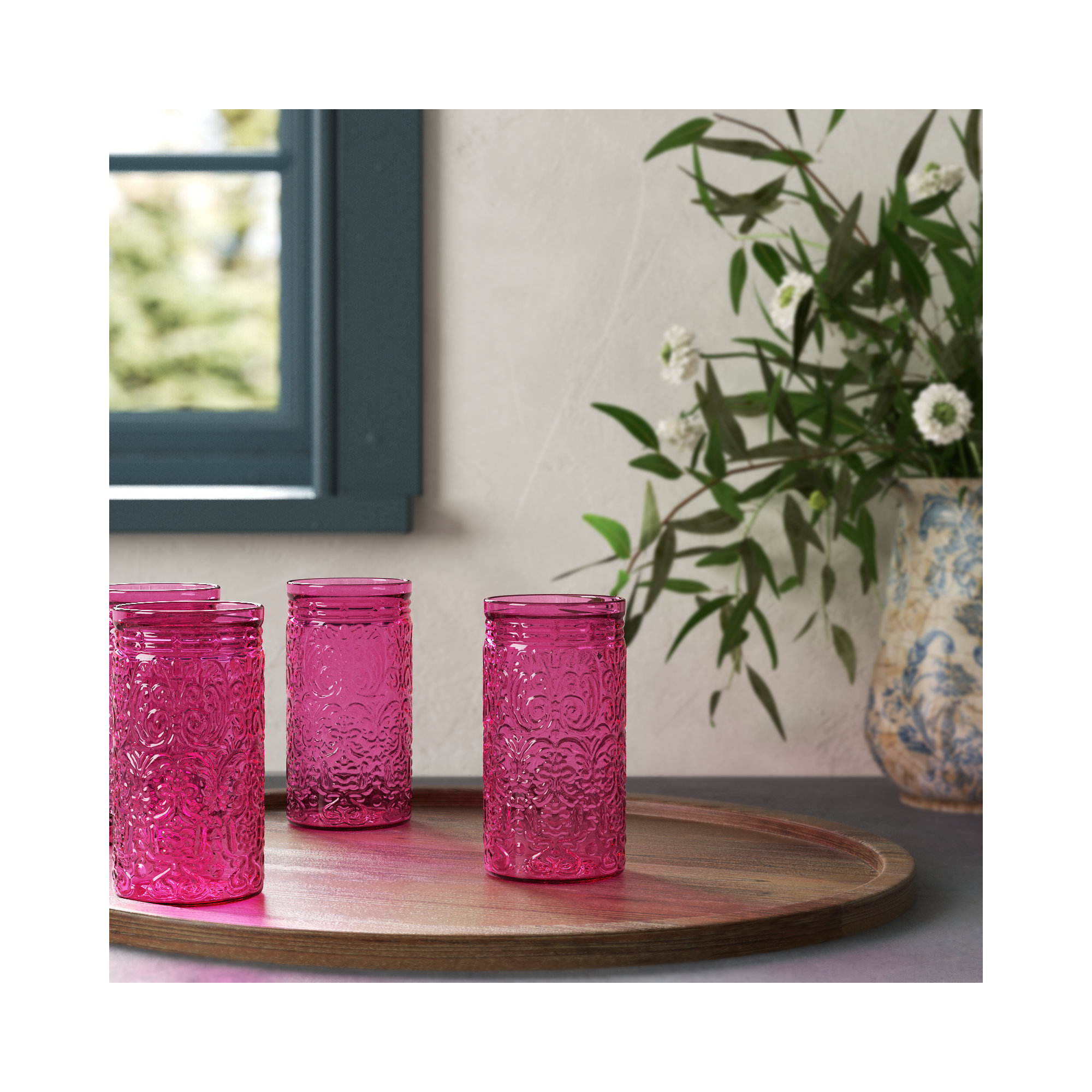 Jax Glass Highball 14 oz, 4, Hot Pink