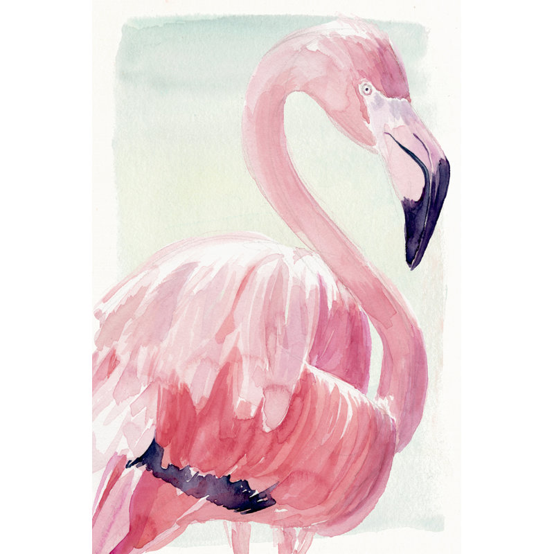Pastel Flamingo II by Jennifer Paxton Parker - Painting Print, 46cm H x 30cm W, Black Floater Framed