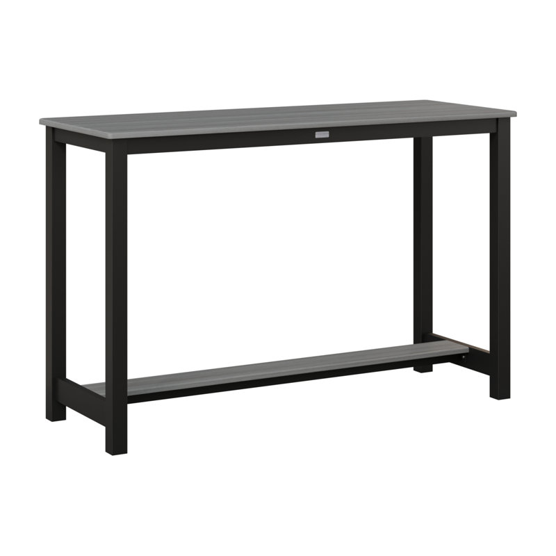Balcony Outdoor Rectangle Bar Table, Driftwood Gray, 38.5" H x 60" W x 22" D, Matte Black