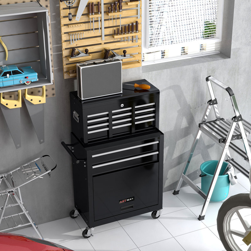 Coffre à outils de grande capacité avec roulettes et tiroirs