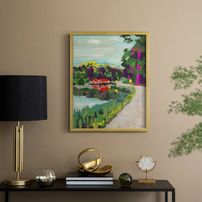 «Colorful Lakeside», reproduction encadrée - bois massif
