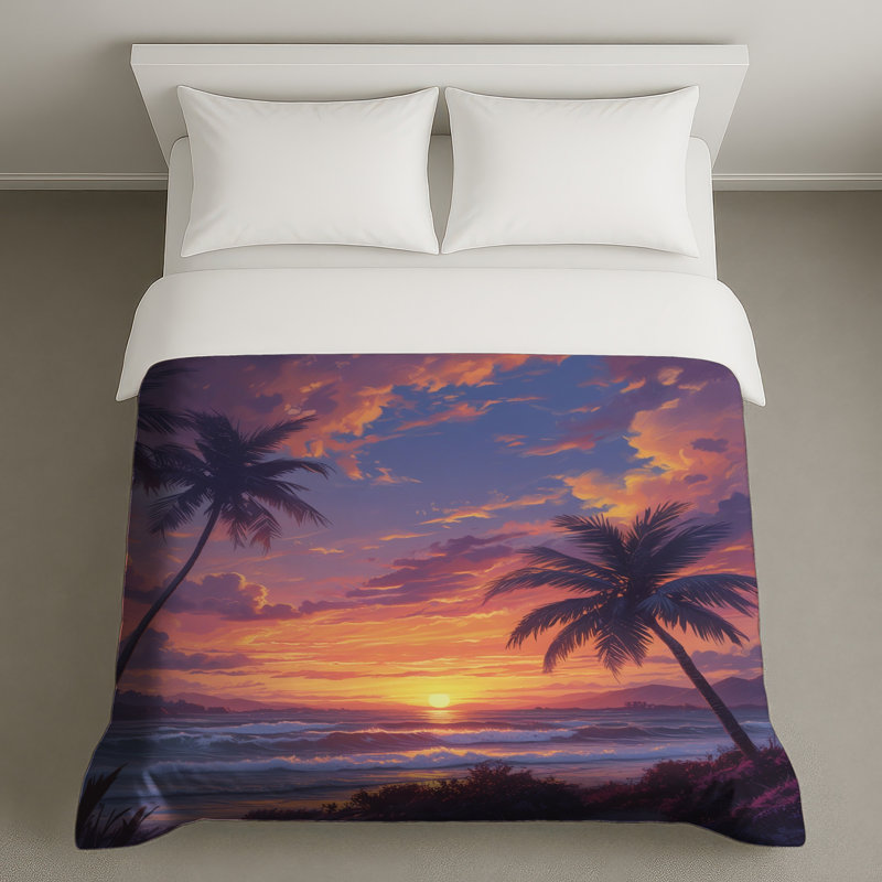Housses de couette Sunset Beach Scene, Grand lit