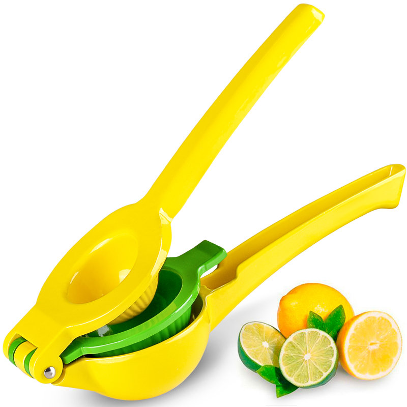 Zulay Kitchen Metal Lemon Squeezer Citrus Juicer Manual Press for Extracting the Most Juice, Yellow/Green