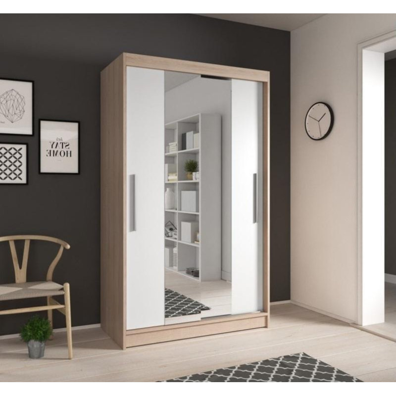 Hakim 2 Door Manufactured Wood Wardrobe, Oak/White