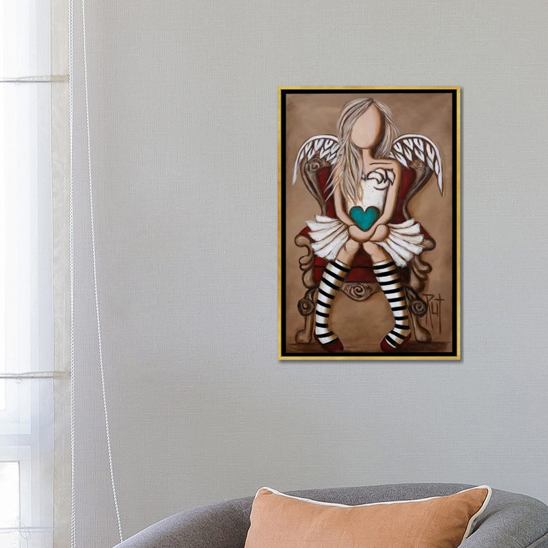 « Colette » par rut art Creations-impression d’art graphique, Pas de tapis, H 26 po x l 18 po x P 1,5 po, Toile encadrée d'or