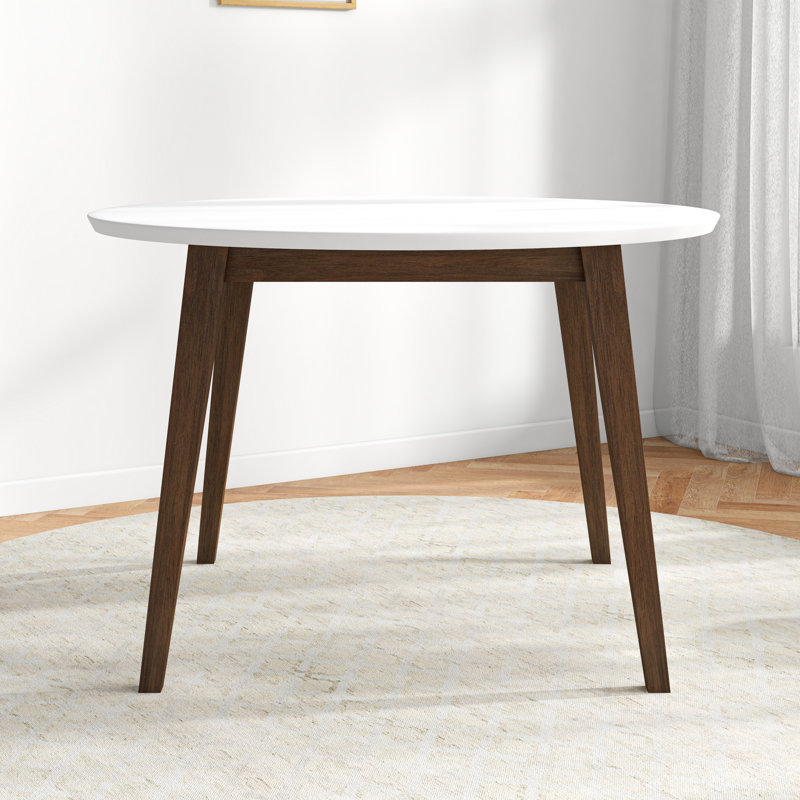 Avra Round Solid Wood Base Dining Table, White