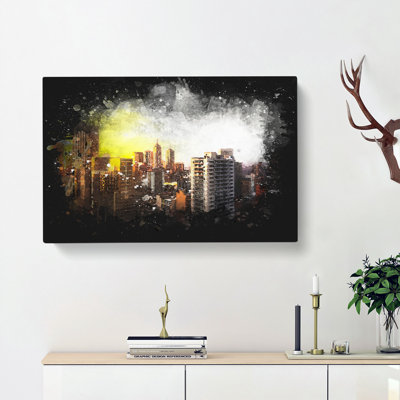Melbourne Australia Skyline Abstract - Wrapped Canvas