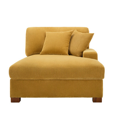 Chaise longue moderne rembourrée avec deux coussins et pieds en bois massif l 42,2 po Yalisa