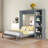 Queen Size Modern Murphy Bed, Space-Saving Wall Bed Frame With Shelves, Foldable Platform Bed, Folded Into Cabinet