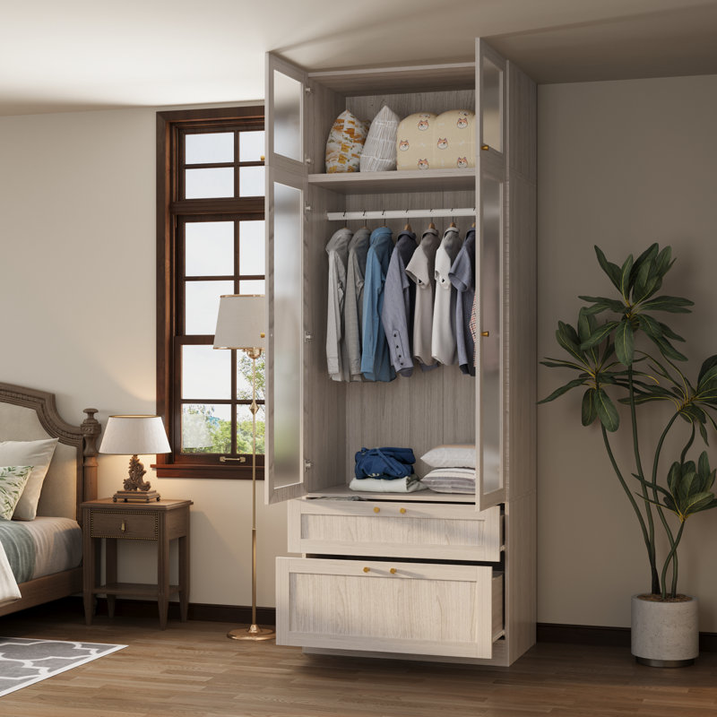 modern wardrobe dresser Medley 3-Piece Solid Wood Bedroom Wardrobe Set