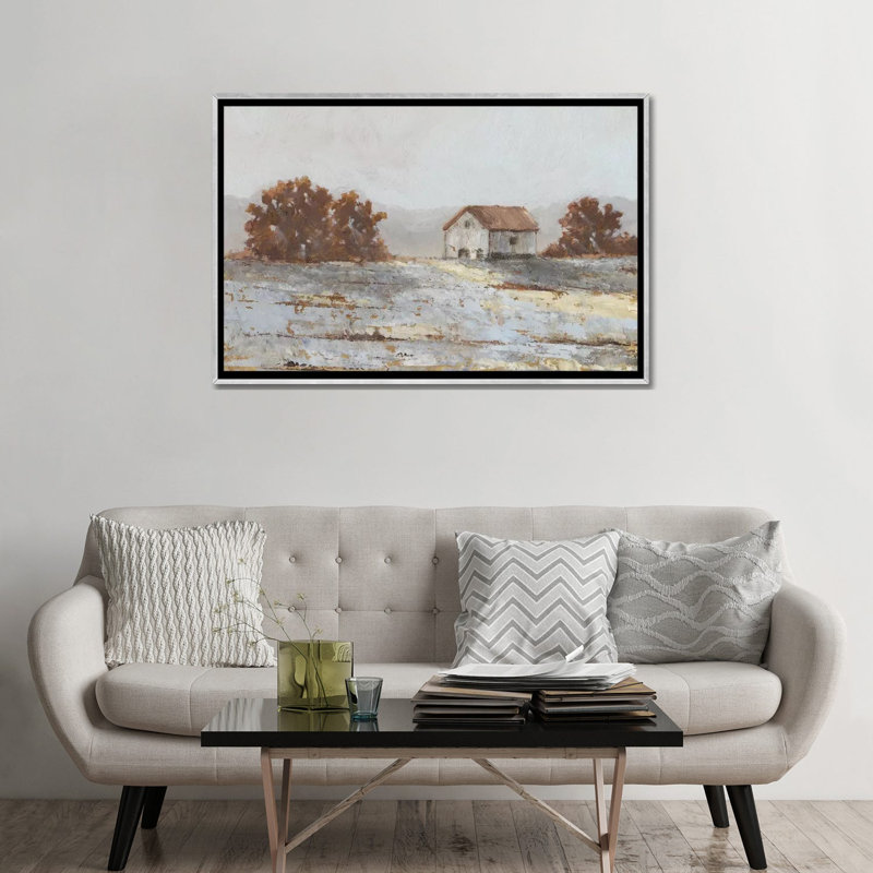 « Snow covered Hillside II » par Ethan Harper, reproduction d’art, H 32 po x l 48 po x 1,5 po, Toile avec cadre argenté