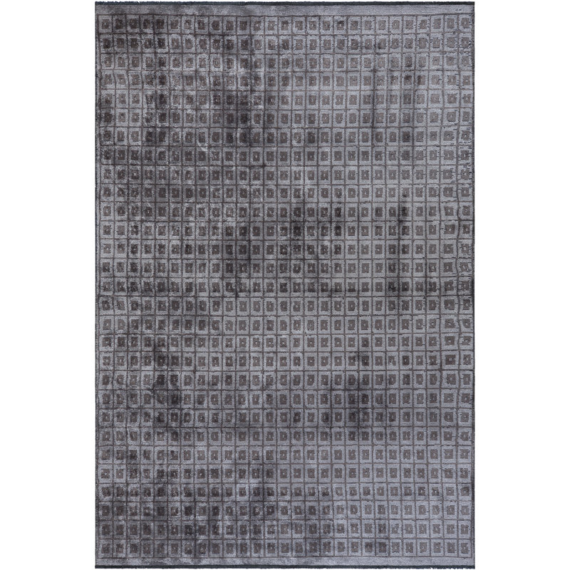 Tapis gris argenté / gris foncé Rapture, Rectangle 7 pi 10 po x 11 pi 2 po