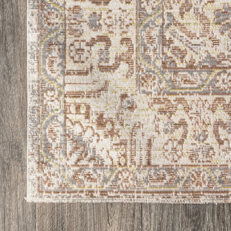 Tapis gris / ivoire Mordecai, Rectangle 4pi x 6 pi
