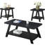 Table basse contemporaine en bois à finition noire avec tablette et pieds larges-1970240082-1970240081