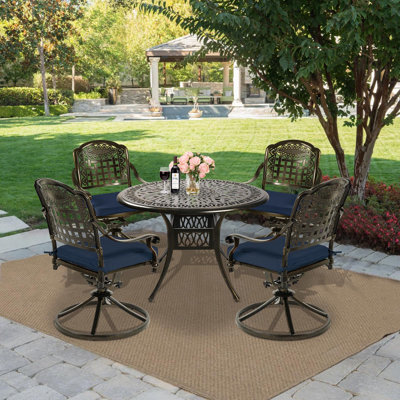 Round 4 - Person 35.4" Long Dining Set with Cushions by Charlton Home