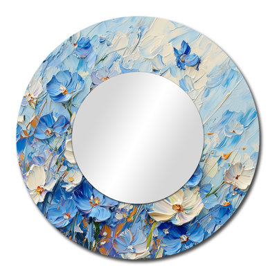 «Coastal Blue Wildflowers Meadow Of Light I», art traditionnel miroir mural, imprimé sur métal