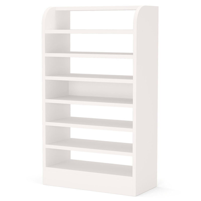 25.59" Width  White Shoe Rack, 8-Tier Tall Shoe Shelf, Wooden Shoe Storage Cabinet, White