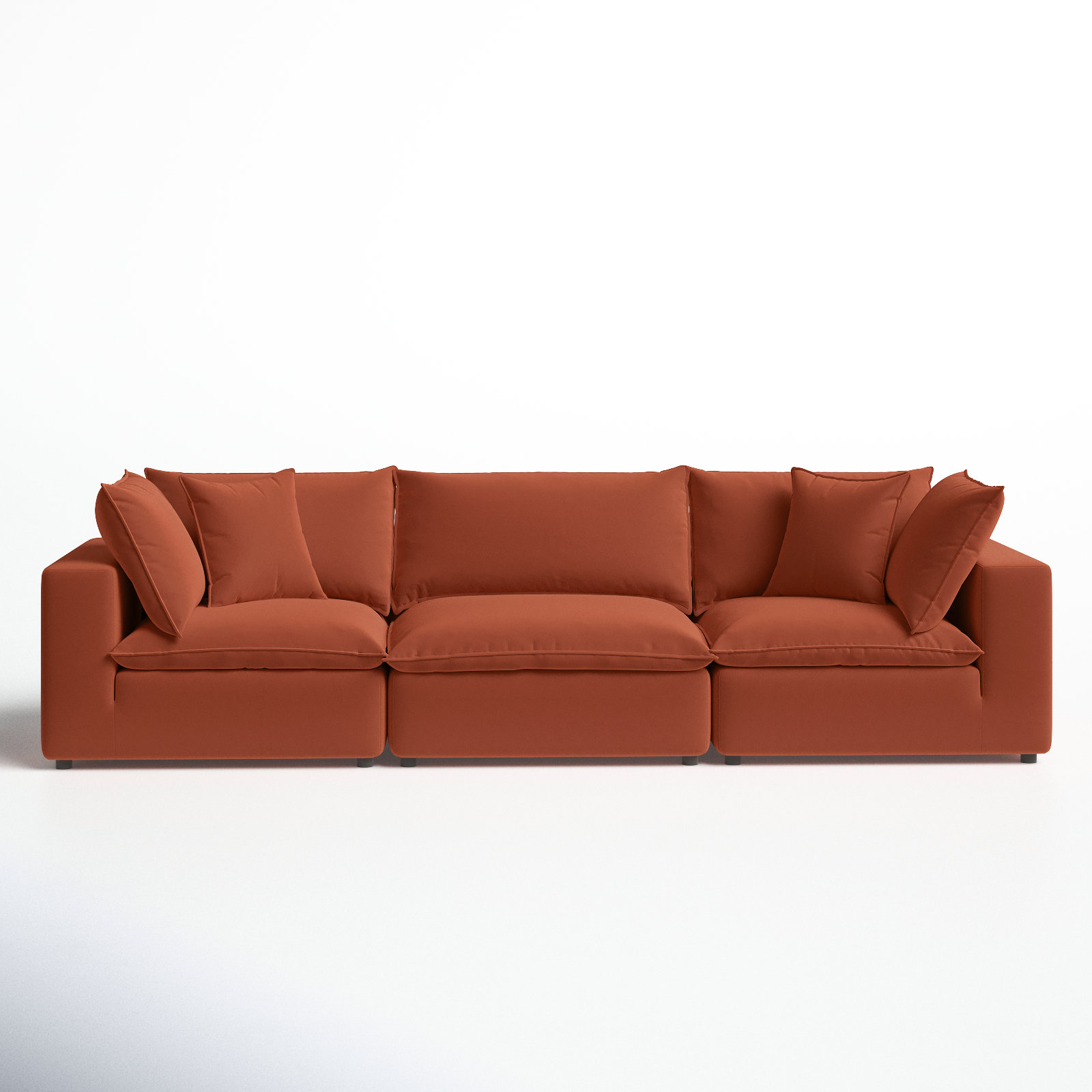 Ellaria 120" Modular Sofa, Red Polyester Blend
