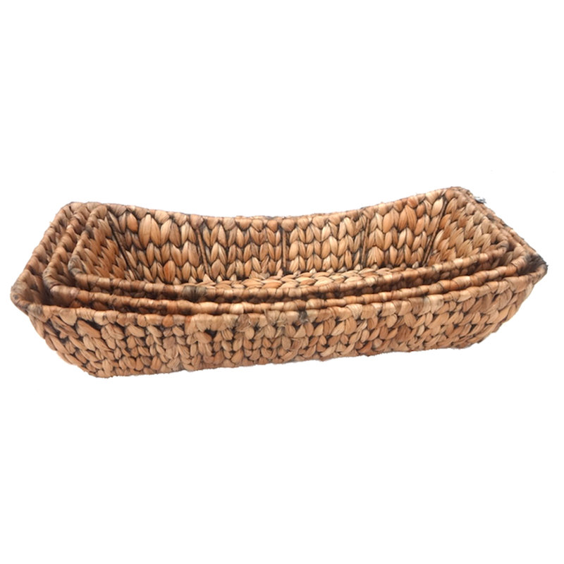 Panier en osier à long bateau, H 5 po x l 20 po x P 8 po