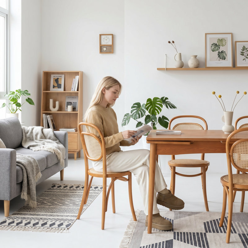 Chaise de salle à manger moderne en bois massif et cerisier pour un style contemporain