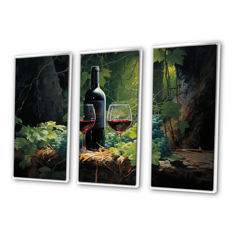 Cabernets Calm I - ensemble de reproductions d'art mural vin, H 28 po x l 36 po x P 1 po, Cadre flottant blanc
