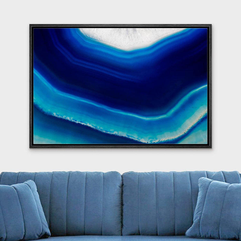 «Pure Dark and Light Blue», agate abstraite, impression sur toile, impression sur toile, H 16 po x l 24 po x P 1,5 po