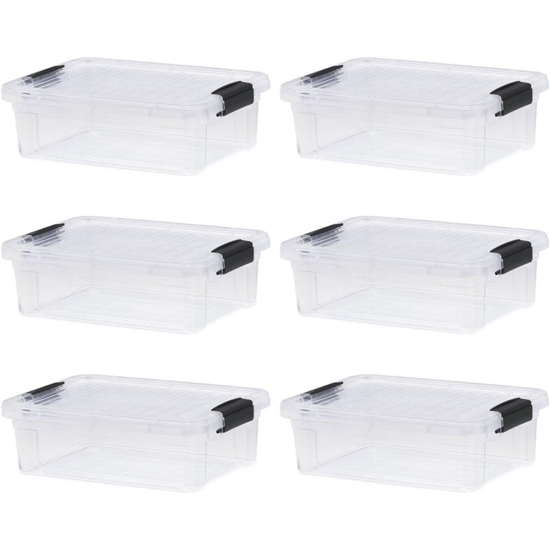 Latitude Run® Clear Storage Bins with Lids, 6 Pack- Plastic Storage Boxes for Home- 4.5 Quart, 4,5 pte