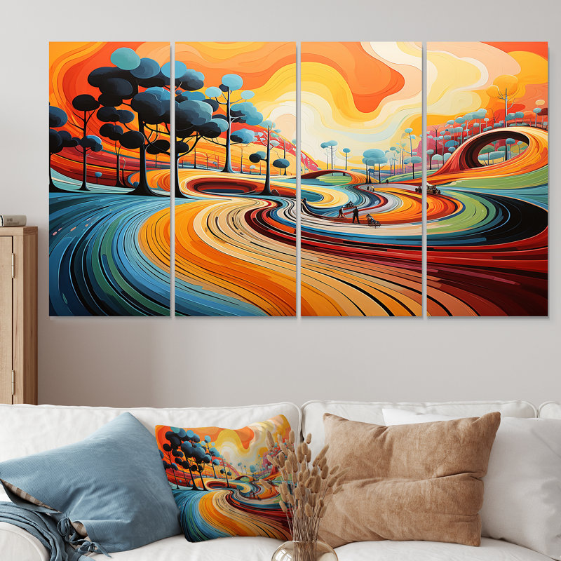 «Fantasy Food In Colorful Meadow II», art mural 4 pièces, H 28 po x l 48 po