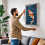 Dancing Koi Japandi - Wrapped Canvas-805381383-805381435