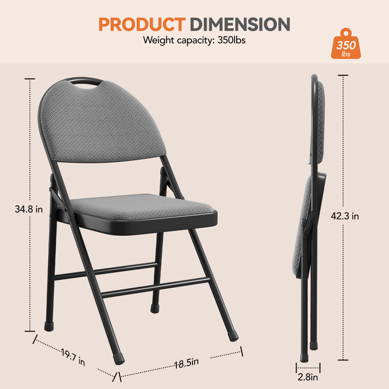 Stackable Folding Chair Folding Chair Set, Dark Grey
