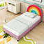 Twin Upholstered Platform Bed with Rainbow Headboard and Sturdy Frame
